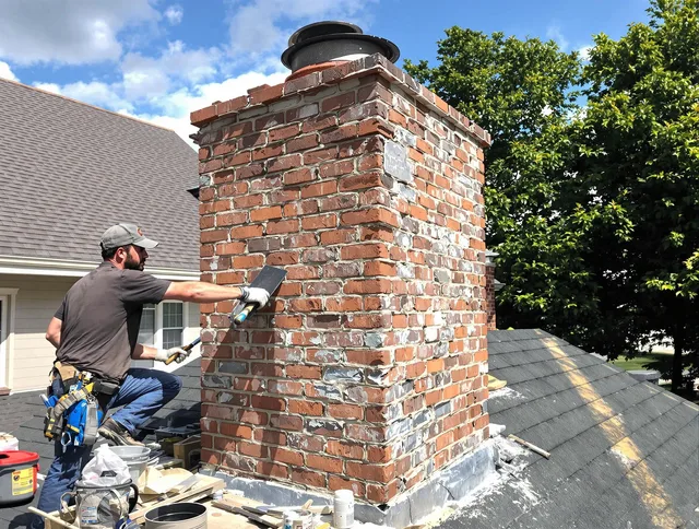 Completed chimney rebuild by North Castle Chimney Sweep in North Castle, NY