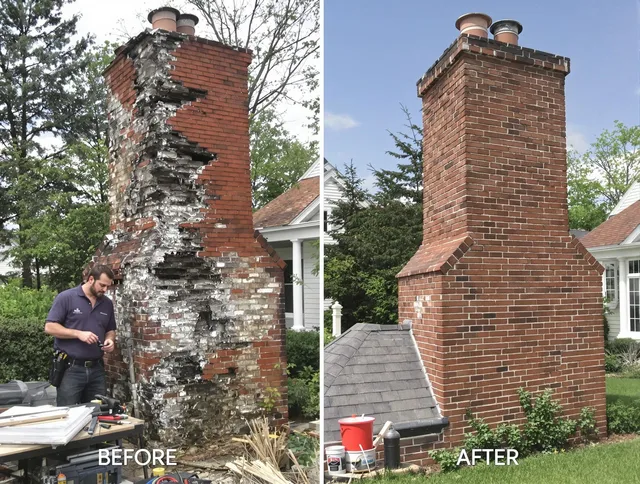North Castle Chimney Sweep performing a full chimney restoration in North Castle, NY