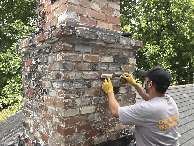 In-progress chimney restoration by North Castle Chimney Sweep in North Castle, NY