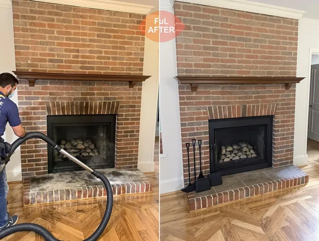 North Castle Chimney Sweep carefully sanitizing a fireplace in North Castle, NY