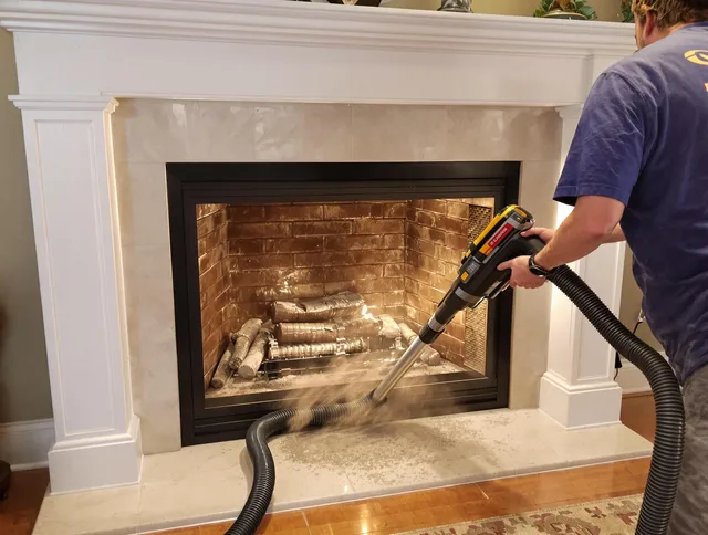 Fireplace cleaning performed by North Castle Chimney Sweep in North Castle, NY